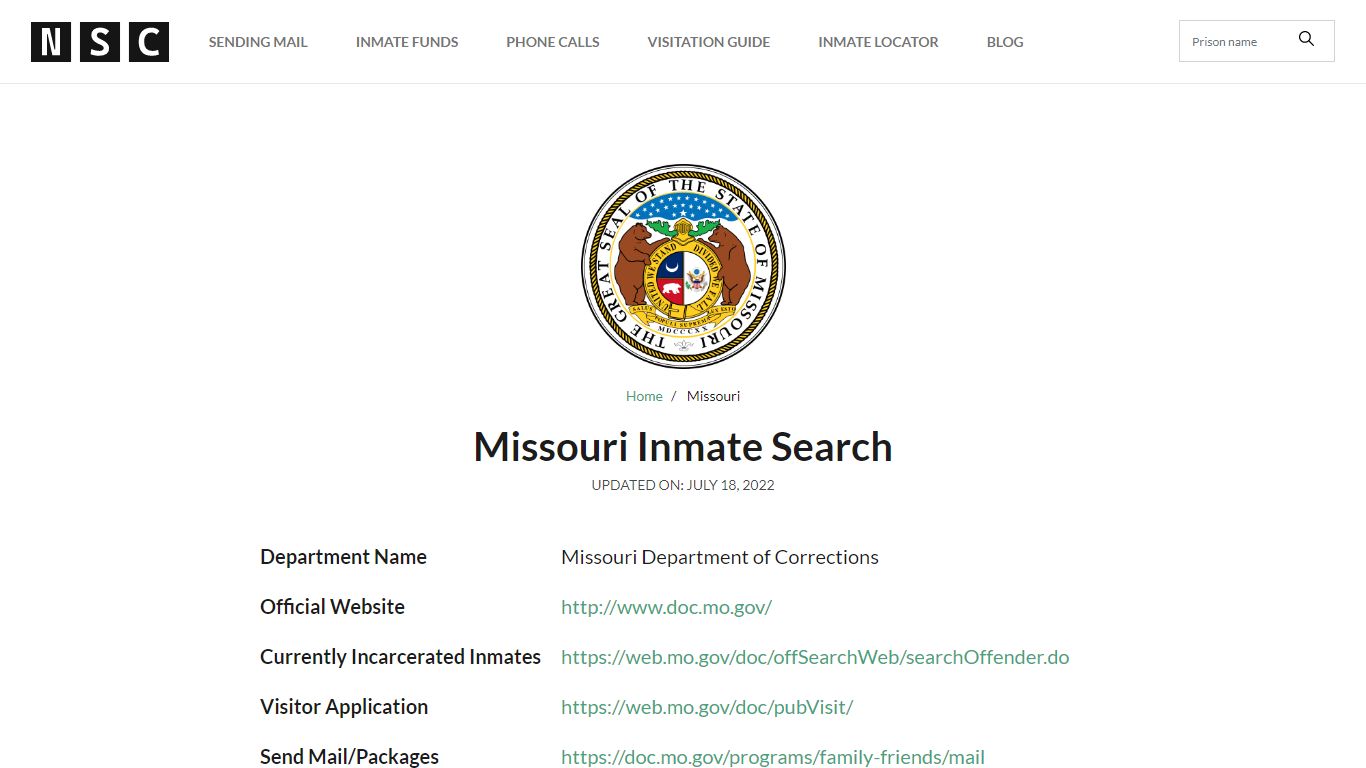 Missouri Inmate Search – Missouri Department of ...